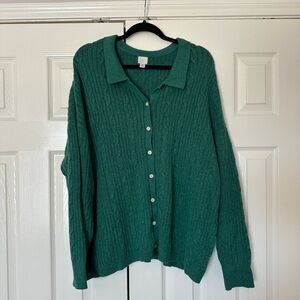 A New Day Green Cardigan with Collar